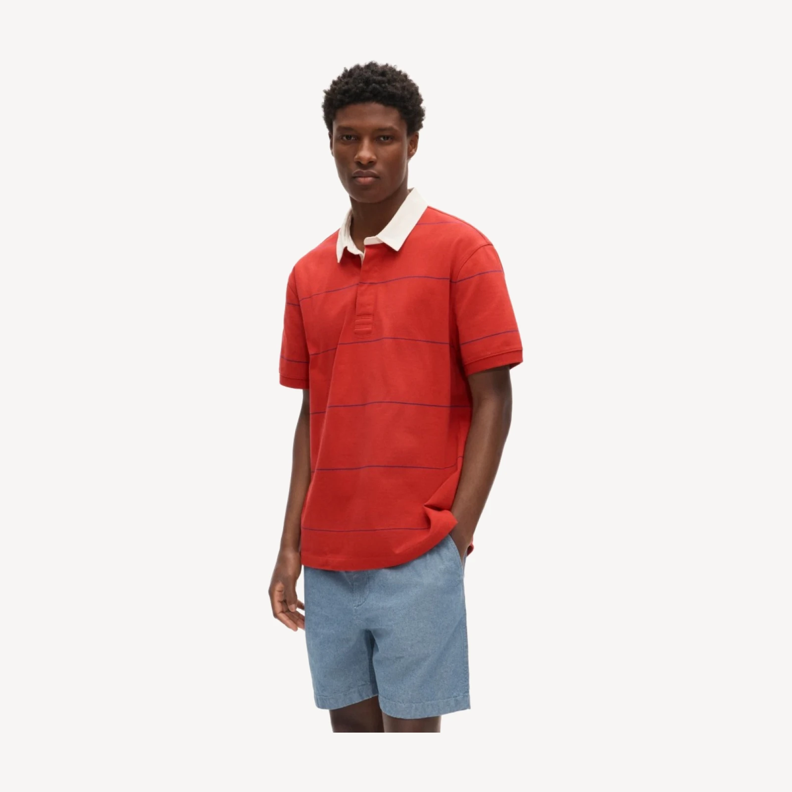 Short-sleeve rugby shirt in stripe