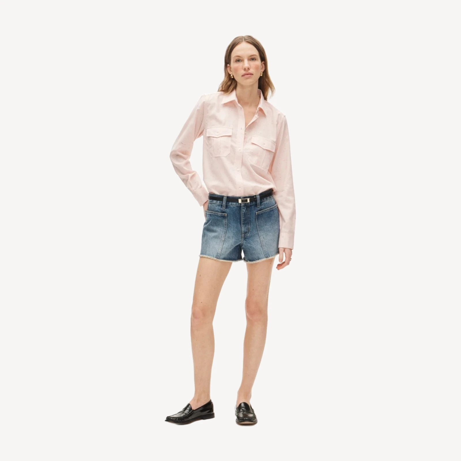 3.5" frayed denim short