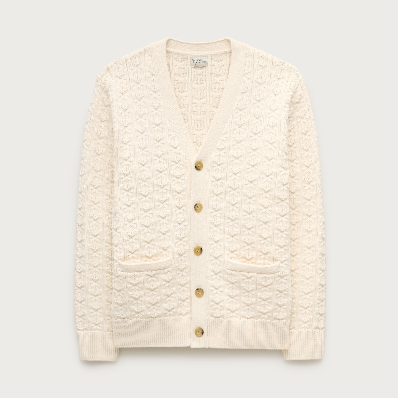 Cotton anchor-knit V-neck cardigan
