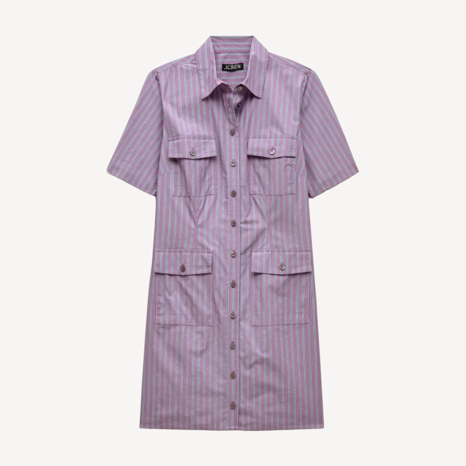 Utility shirt-dress in striped cotton poplin