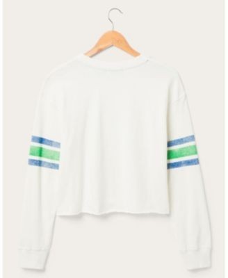 Junk Food Clothing Women's Nfl Seattle Seahawks Kickoff Crop Crew Fleece Sweatshirt