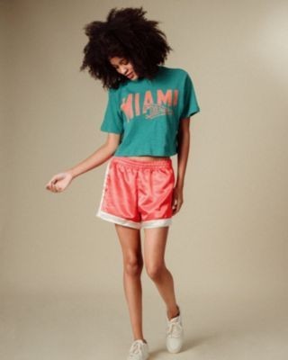 Junk Food Clothing Women's Nfl Miami Dolphins Dual Threat Mock Neck Crop Tee