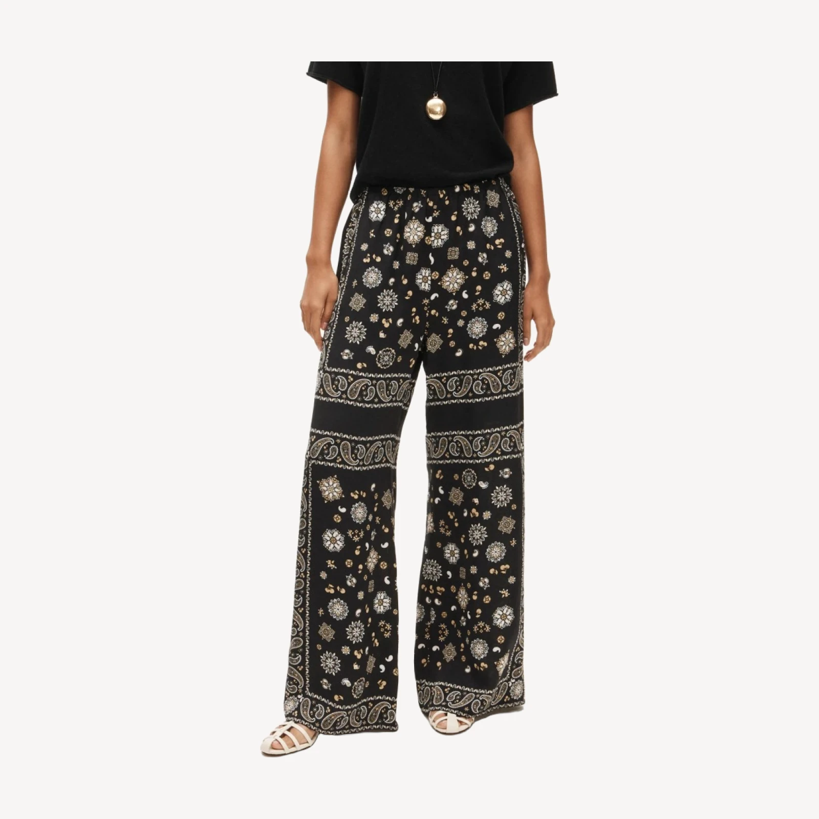 Petite Cosmo pant in bandana-print viscose twill