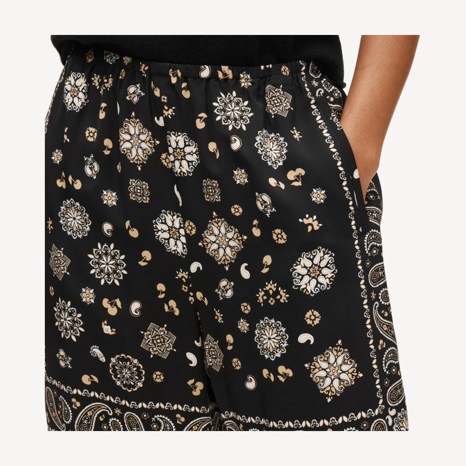 Petite Cosmo pant in bandana-print viscose twill