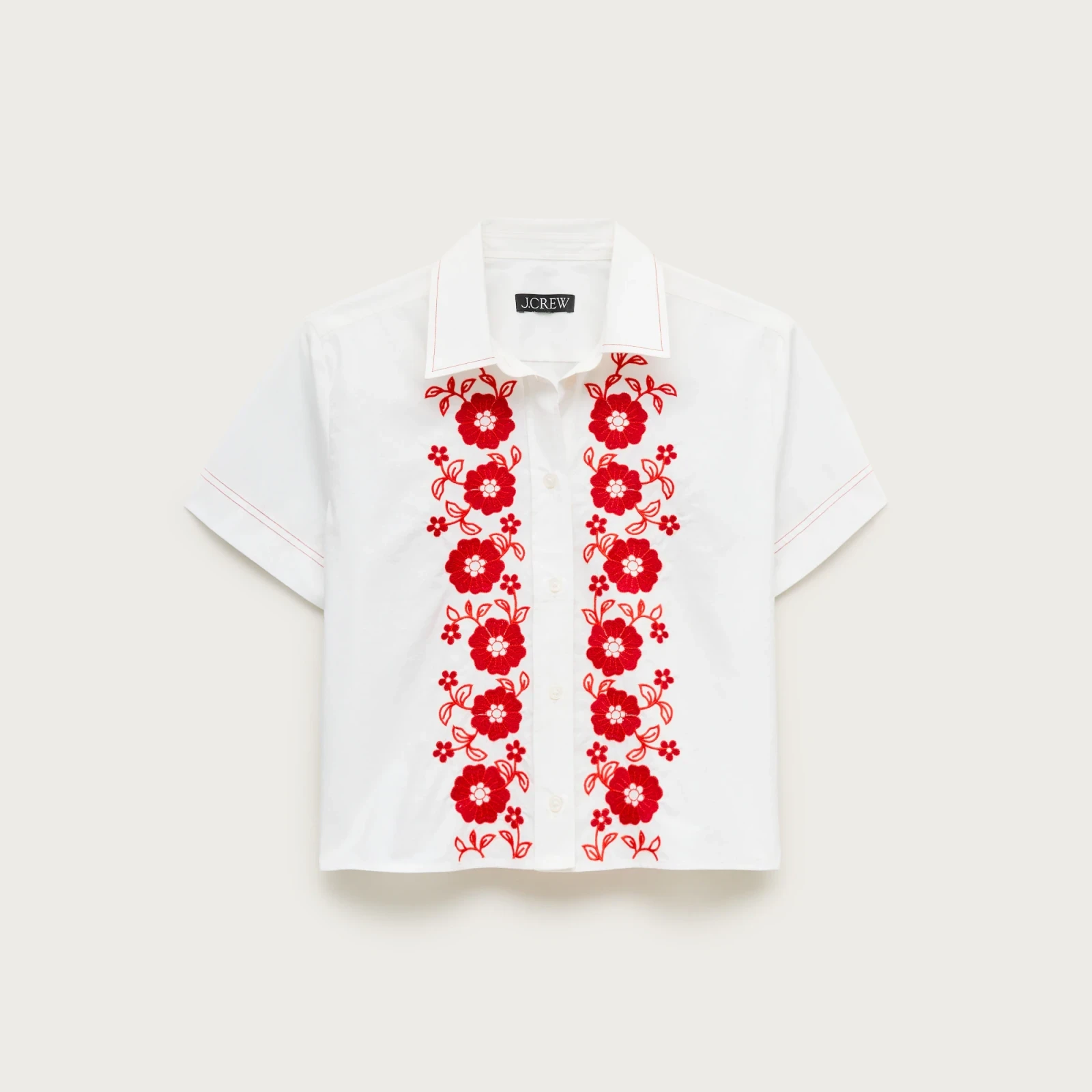 Gamine button-up shirt in embroidered floral