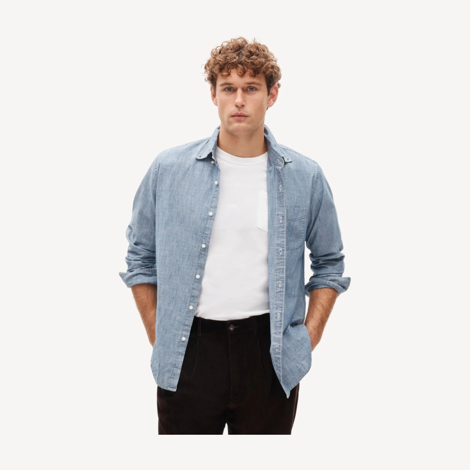 Organic cotton chambray shirt in vintage wash