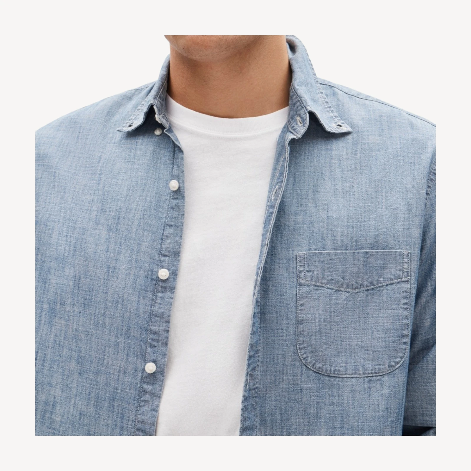 Organic cotton chambray shirt in vintage wash
