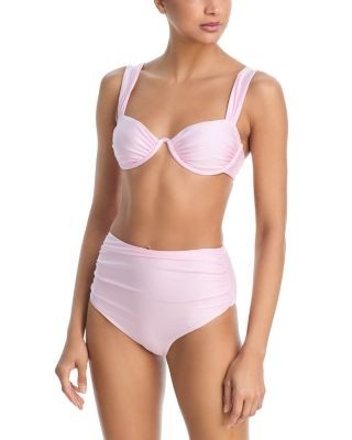 Simkhai Teya High Wiast Ruched Bikini Bottom