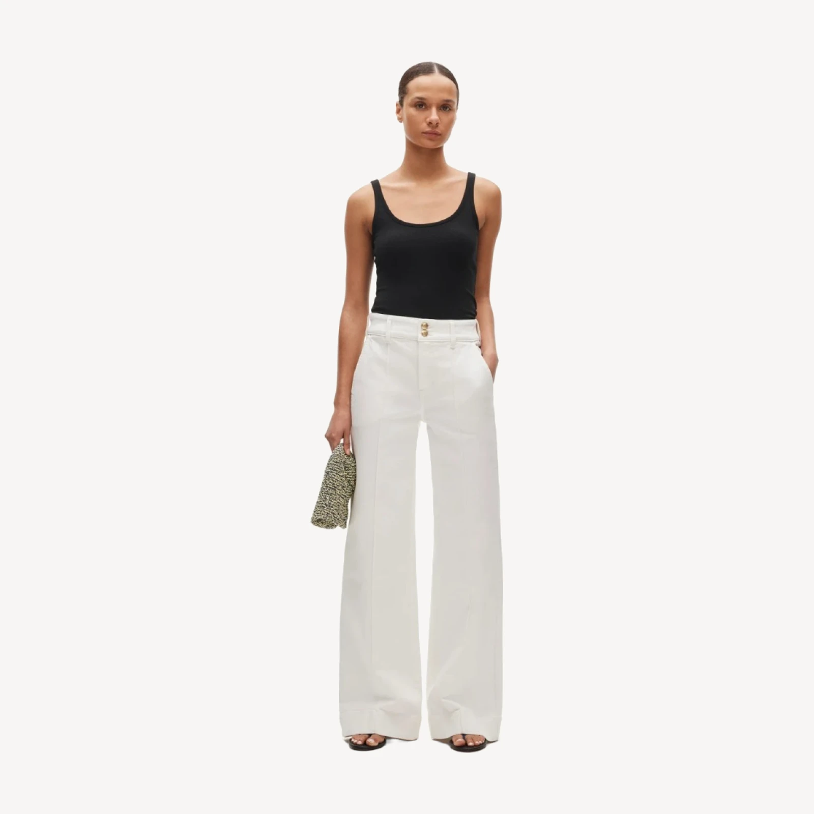 Denim trouser jean with stacked buttons