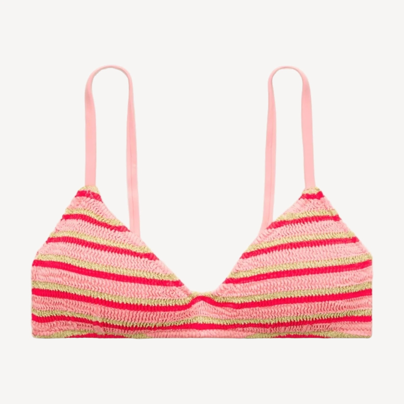 Odessa scrunchie bikini top in metallic stripe