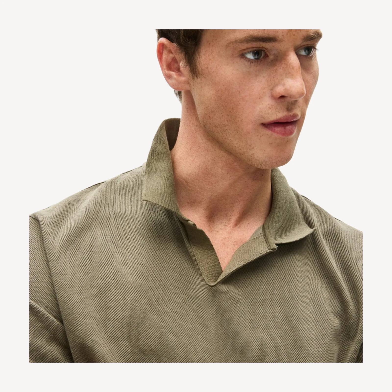 Piqué johnny-collar polo shirt