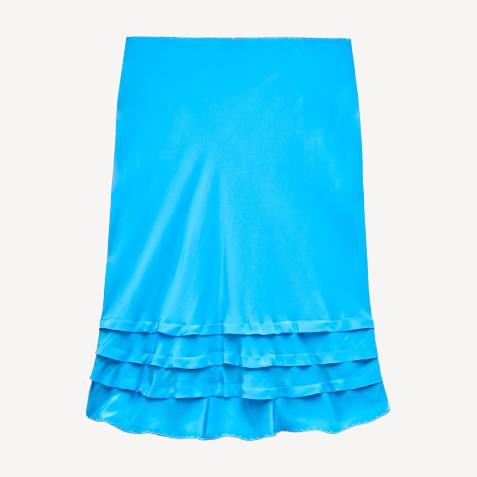 Ruffle-trim slip skirt in crepe de chine