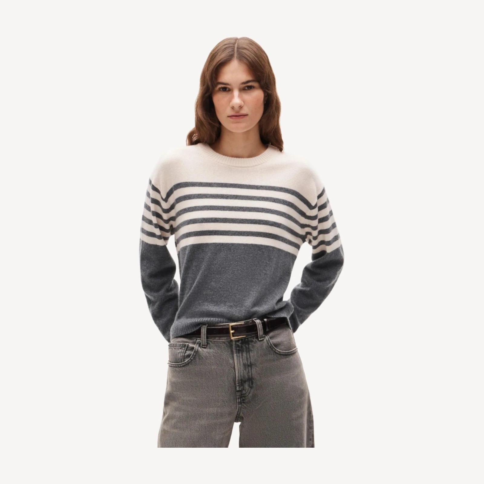 Perfect cashmere crewneck in stripe