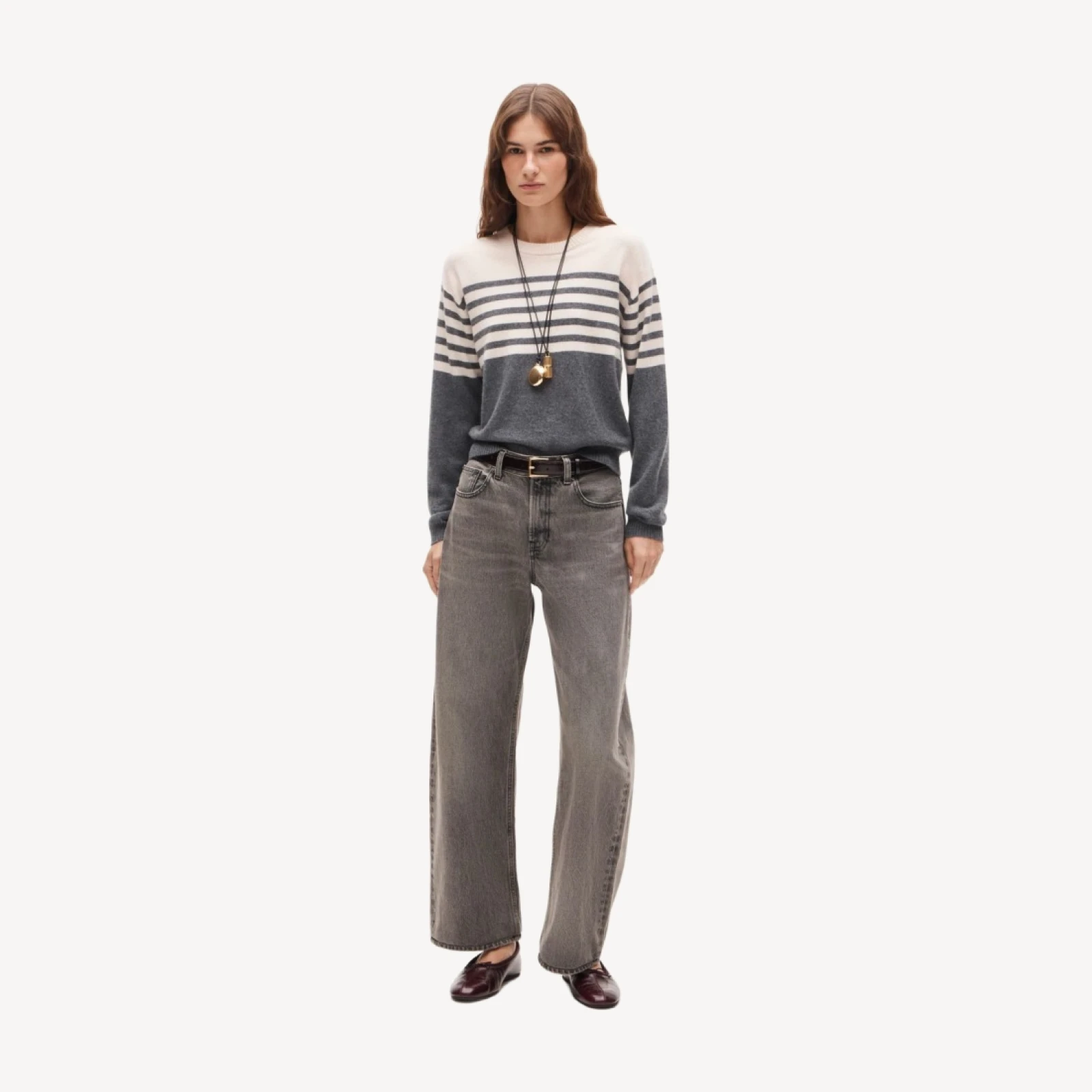 Perfect cashmere crewneck in stripe