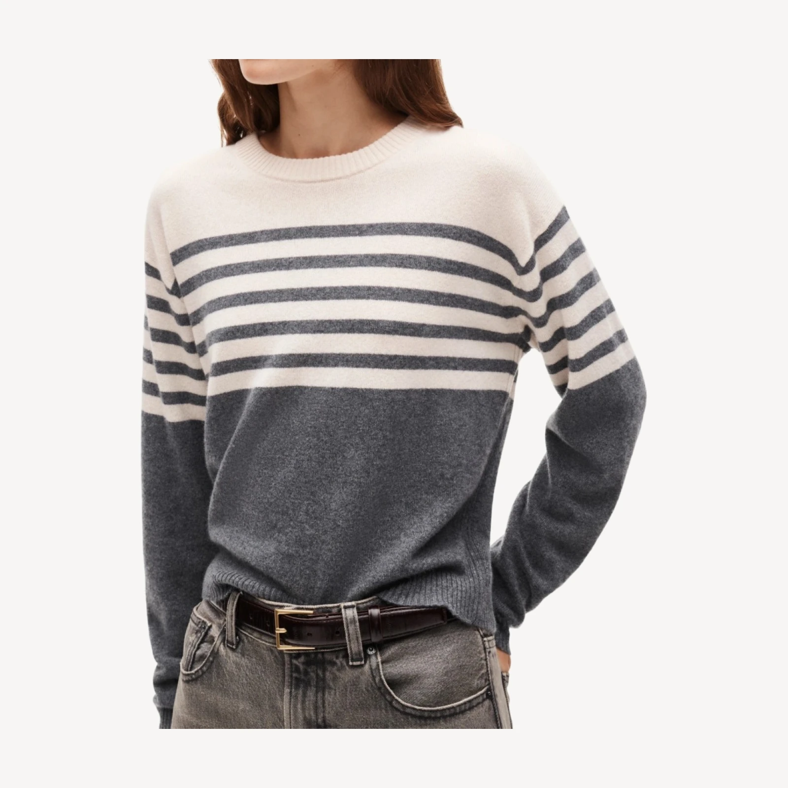 Perfect cashmere crewneck in stripe