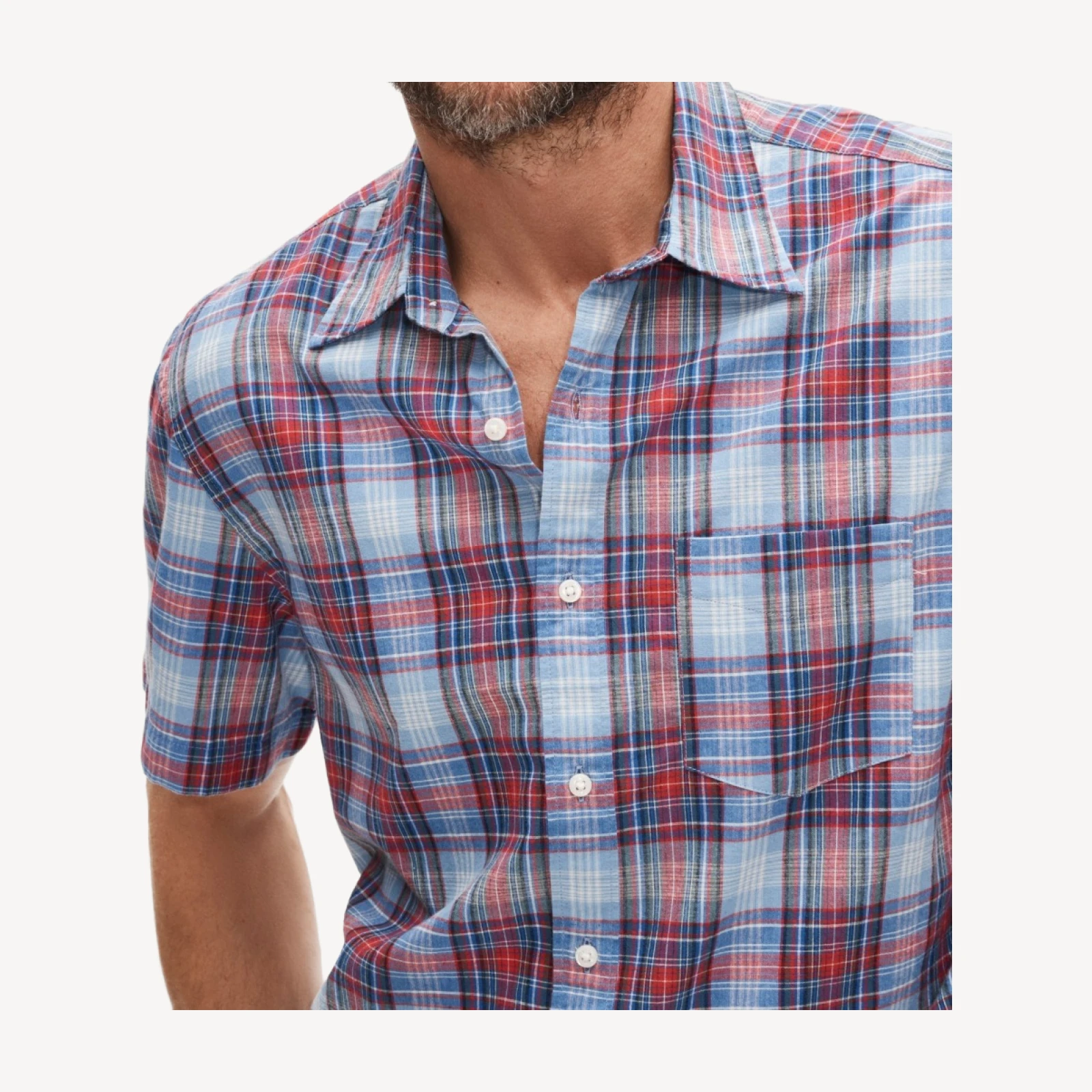 Short-sleeve shirt in Indian madras plaid