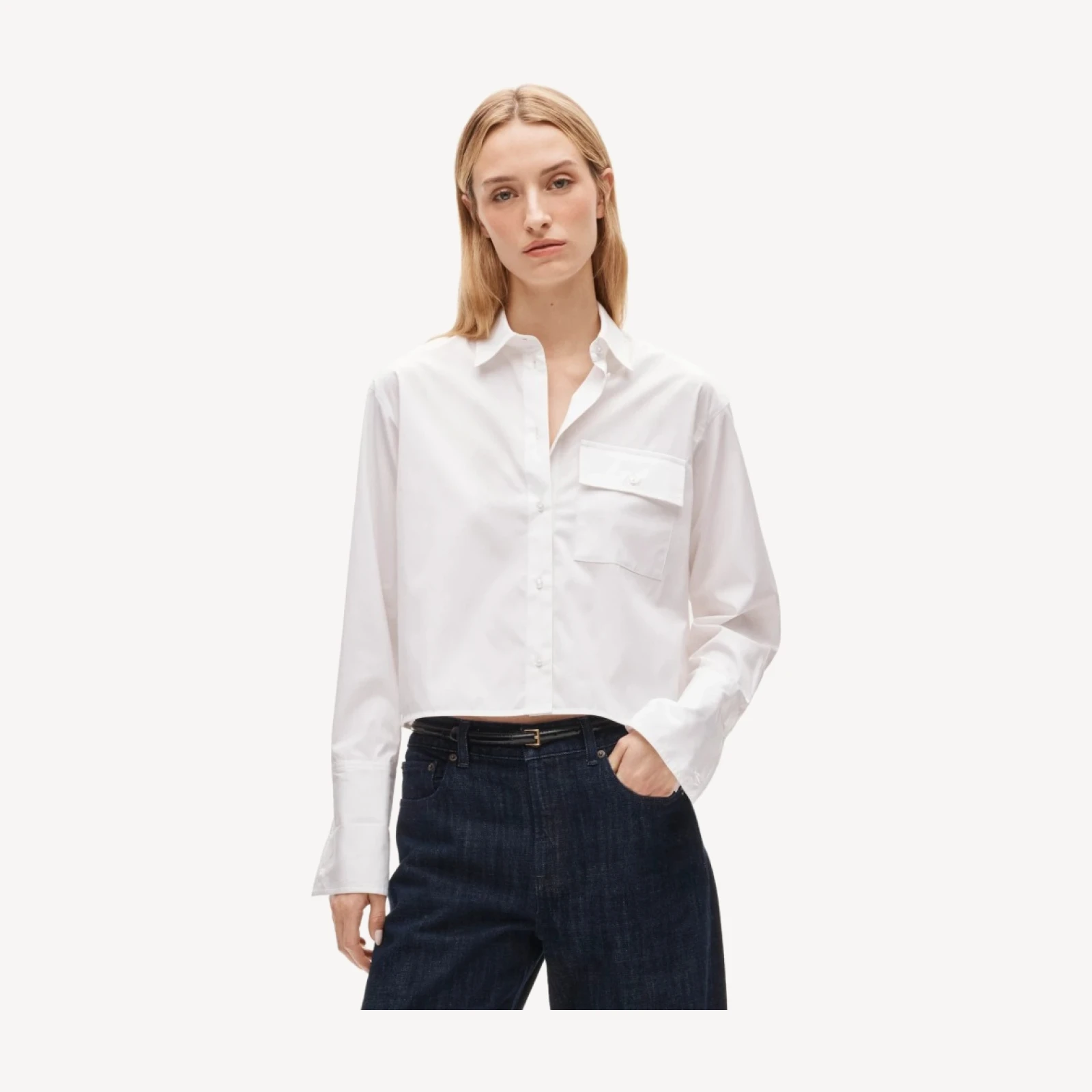 Esme cropped button-up shirt in Greenwich poplin