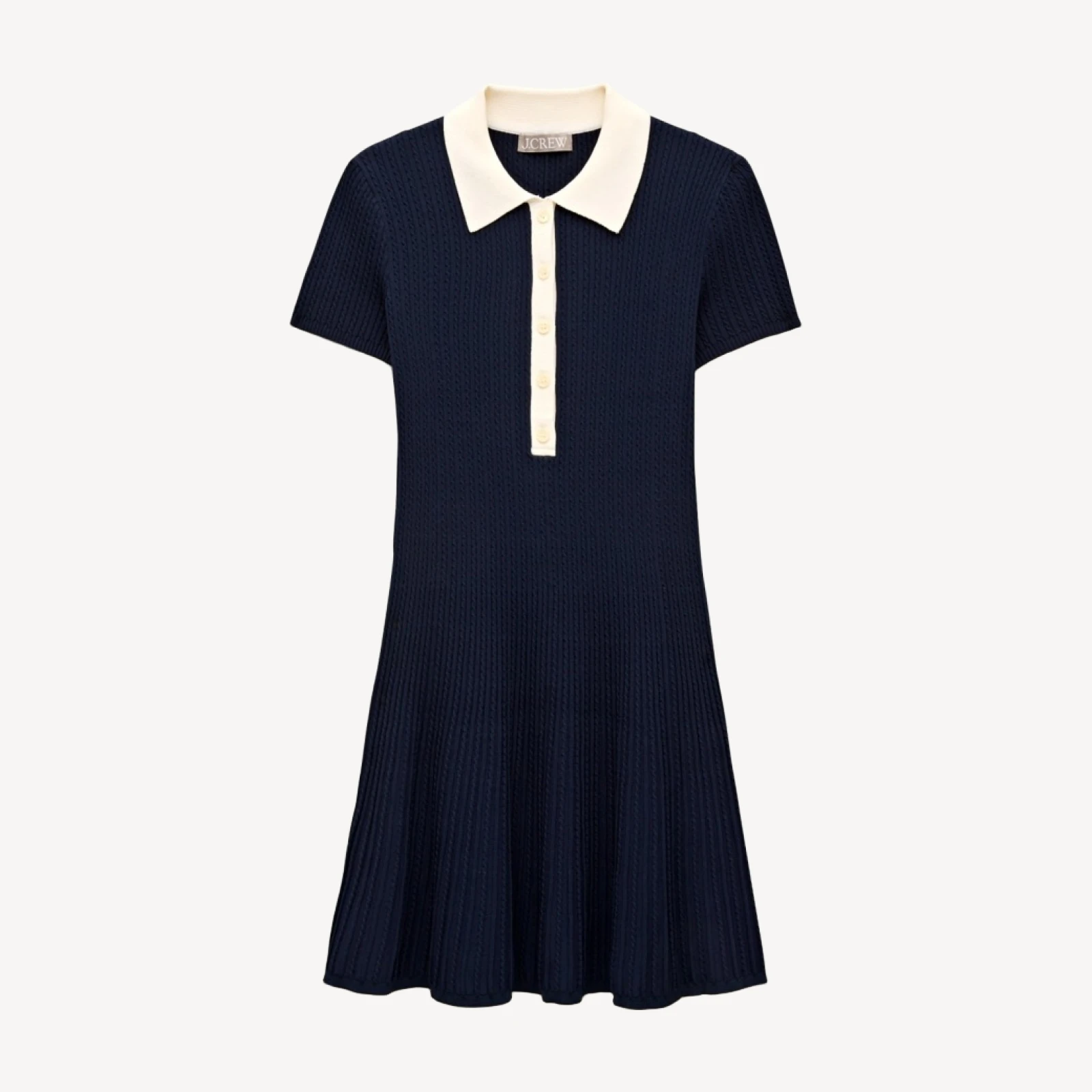 Cable-knit sweater-polo dress
