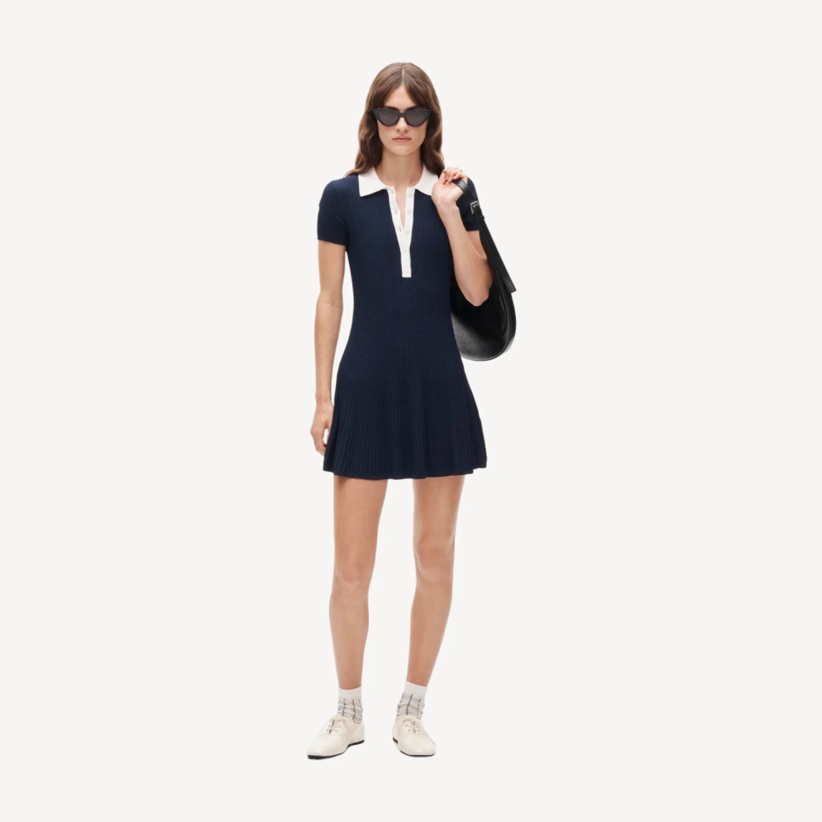 Cable-knit sweater-polo dress