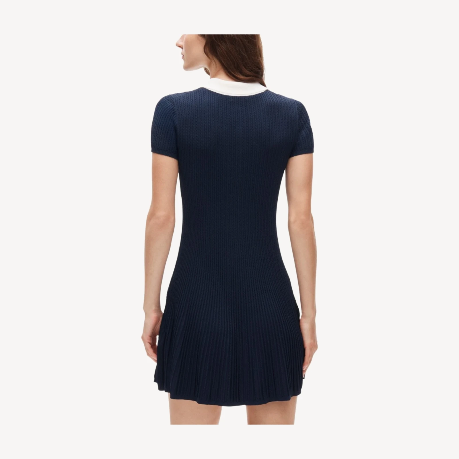 Cable-knit sweater-polo dress