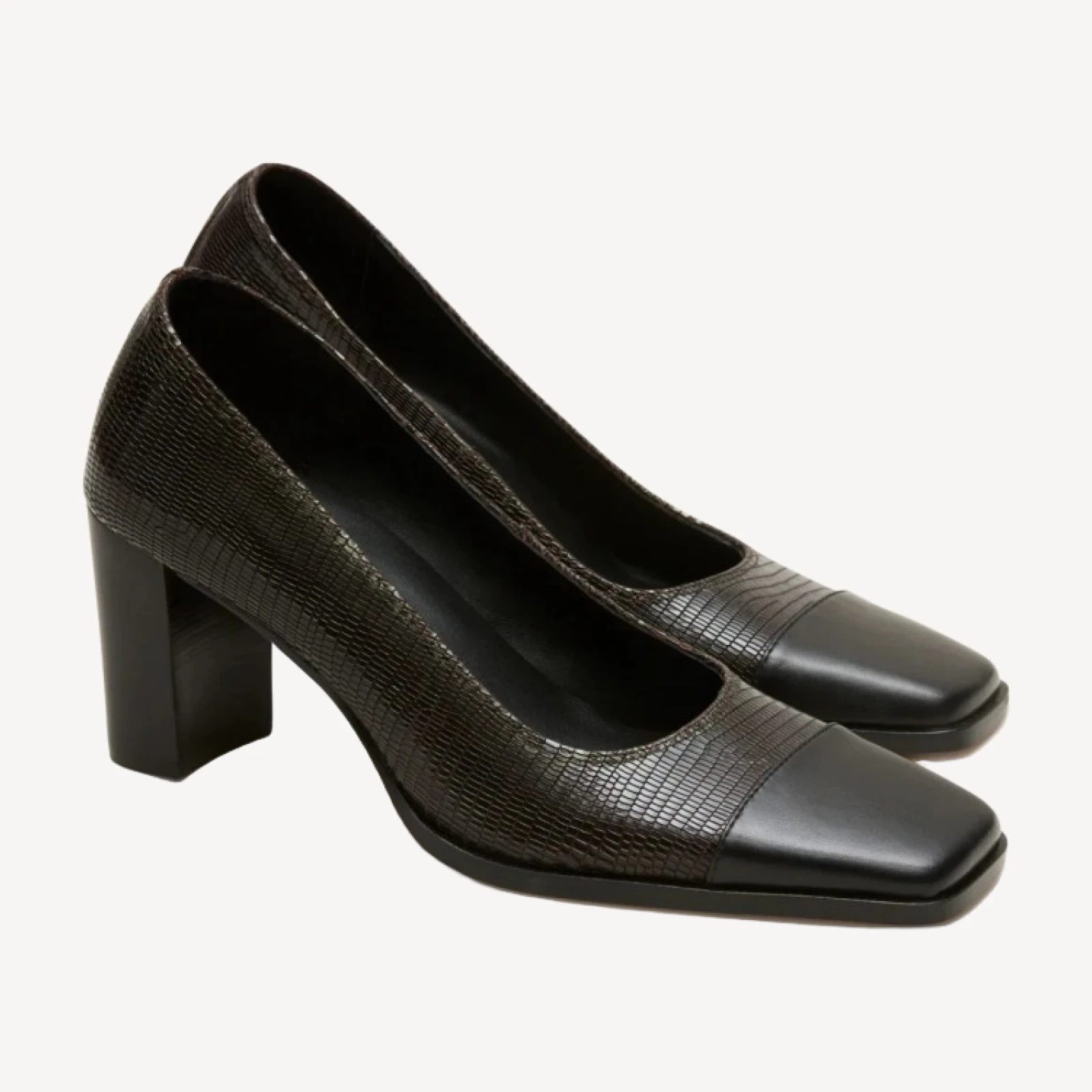 Ava cap toe pumps in lizard-embossed leather