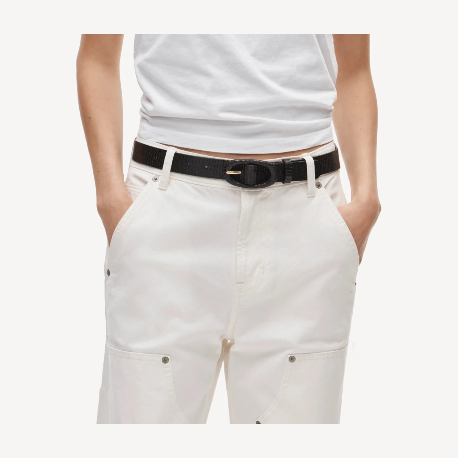 Tonal belt in lizard-embossed leather