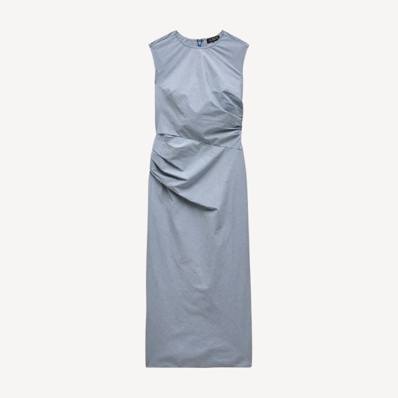 Ruched midi dress in stretch cotton-blend poplin