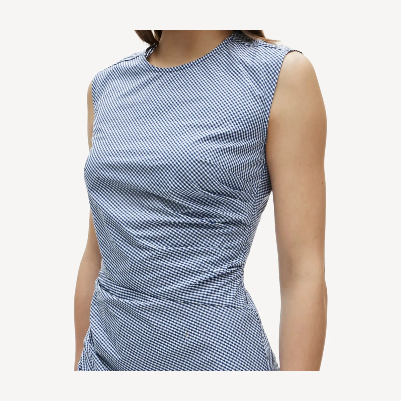 Ruched midi dress in stretch cotton-blend poplin