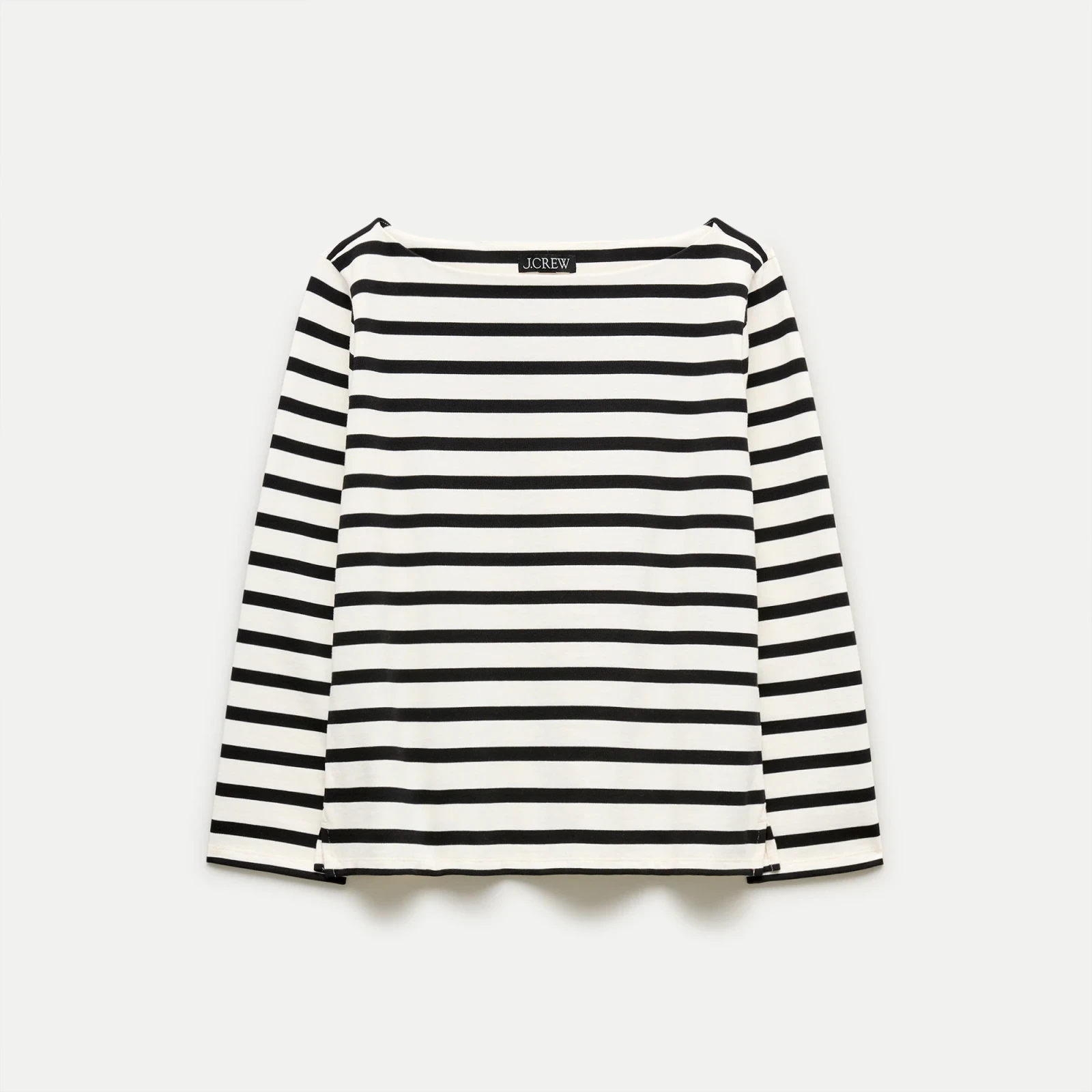 Boatneck T-shirt in striped heavyweight cotton