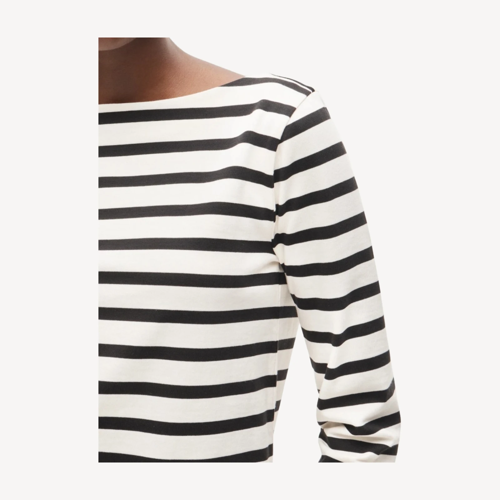 Boatneck T-shirt in striped heavyweight cotton