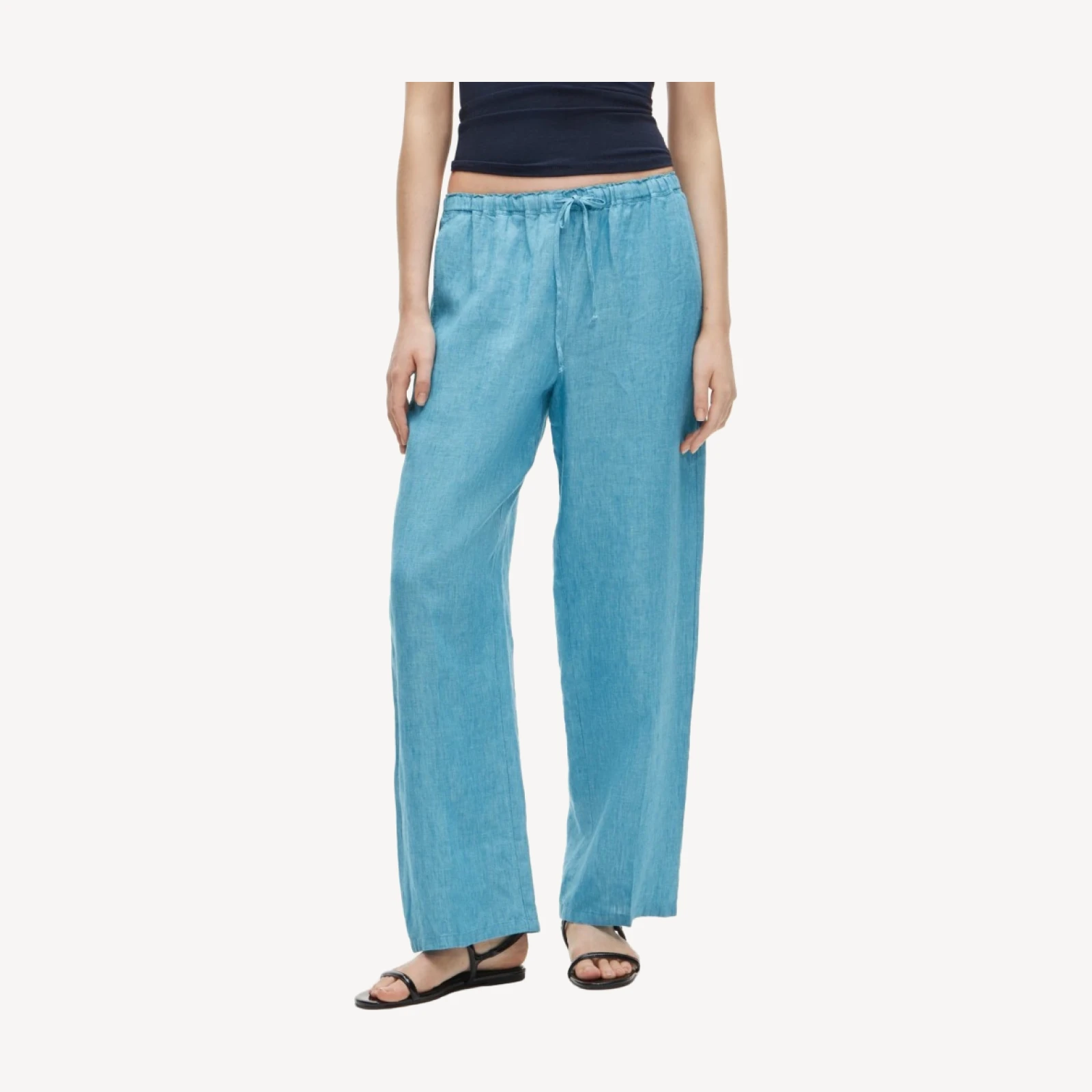 Soleil pant in crosshatched linen