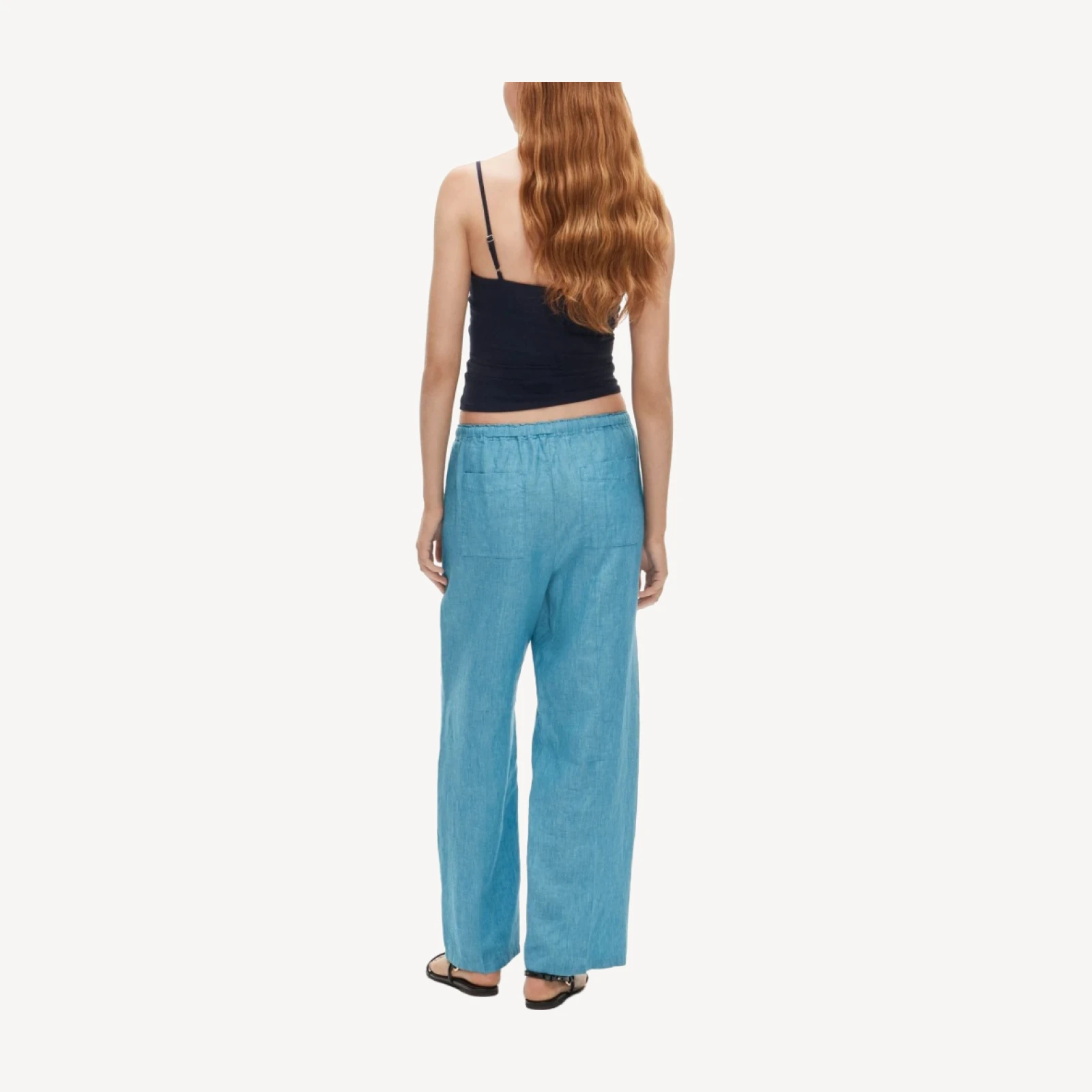 Soleil pant in crosshatched linen