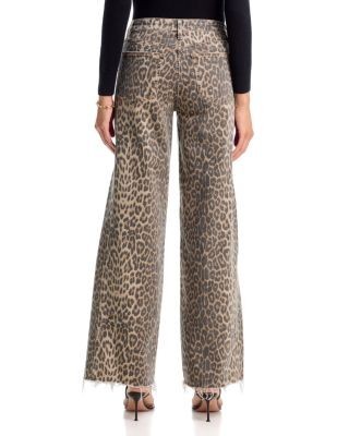 Vervet High Rise Twisted Seam Leopard Print Wide Leg Jeans in Brown, photo 3