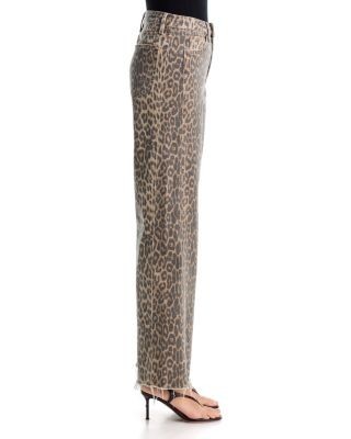 Vervet High Rise Twisted Seam Leopard Print Wide Leg Jeans in Brown, photo 4