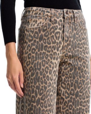 Vervet High Rise Twisted Seam Leopard Print Wide Leg Jeans in Brown, photo 5
