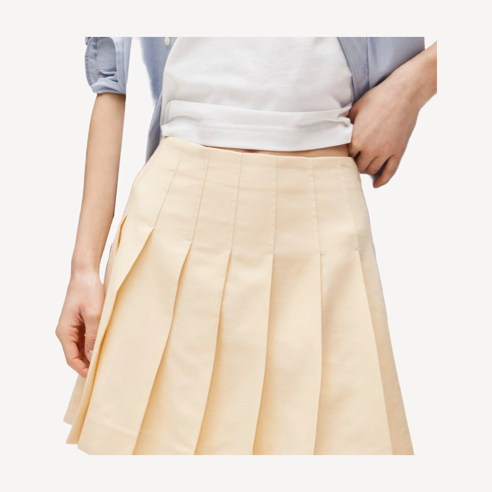 Pleated mini skirt in Gramercy linen blend