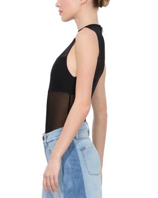 Alice and Olivia Bandeau Trim Mesh Bodysuit