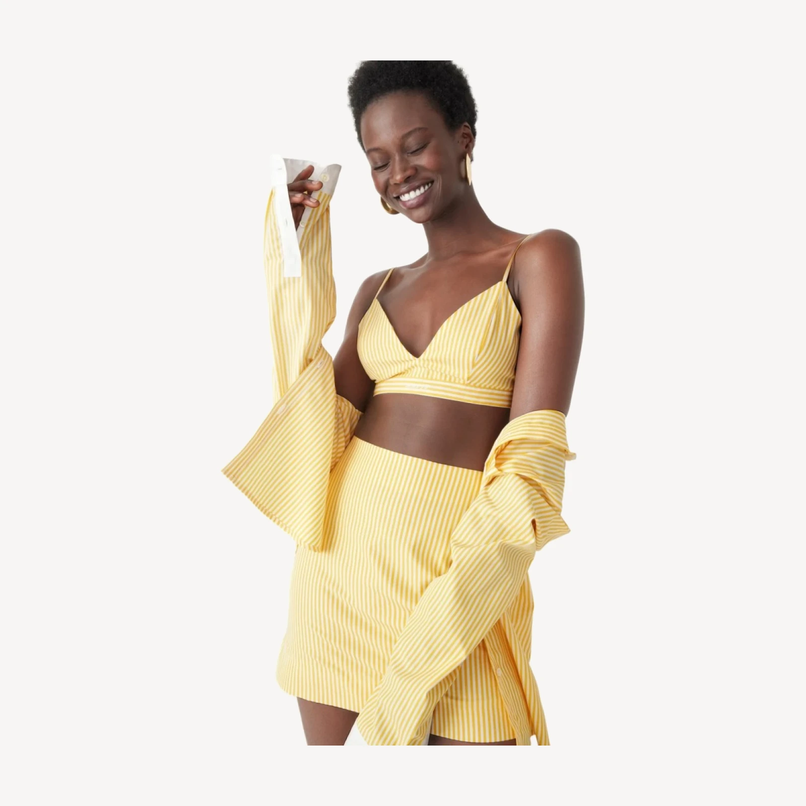 Marie Marot X J.Crew bralette top in Thomas Mason® cotton poplin