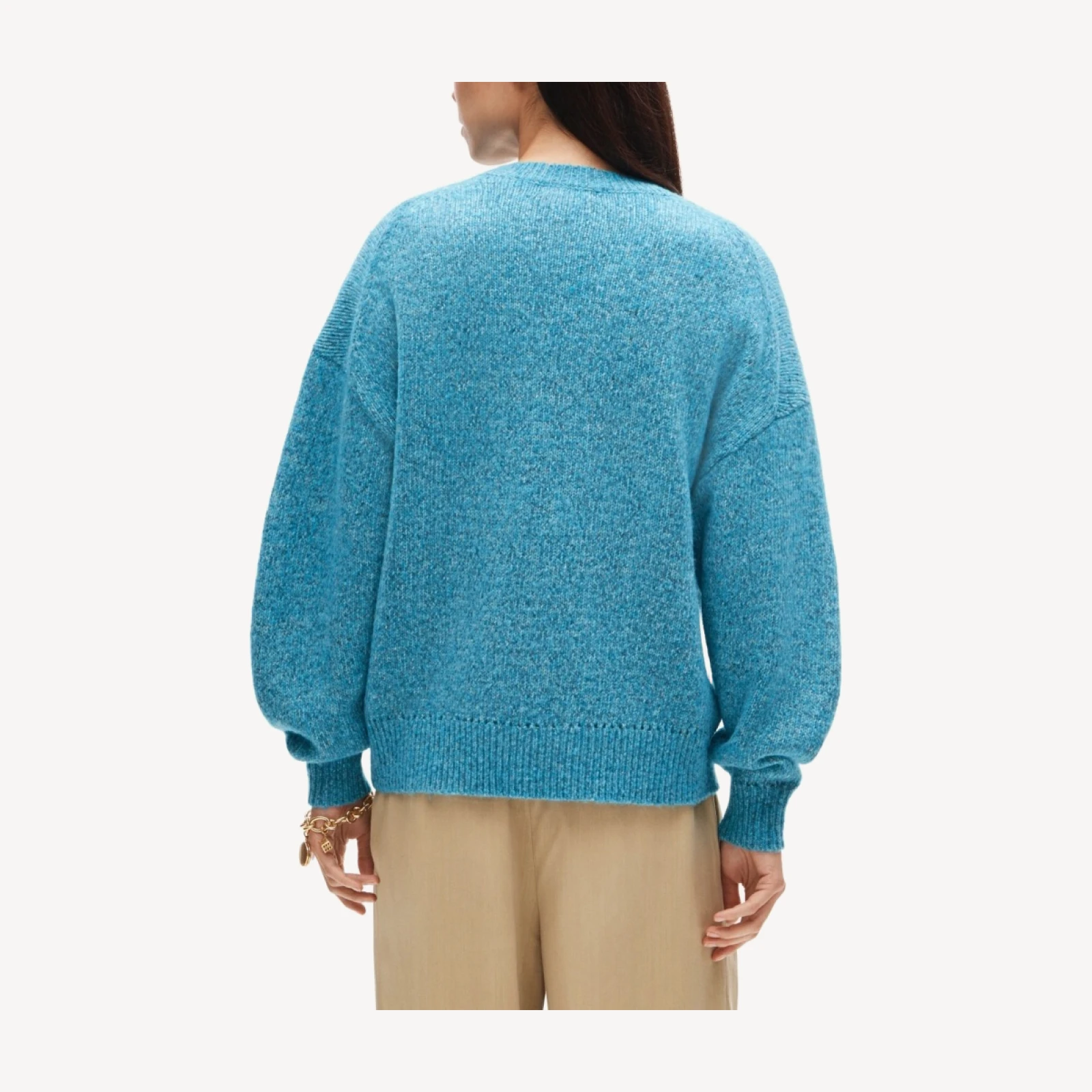 Oversized crewneck sweater in heather Italian yarn
