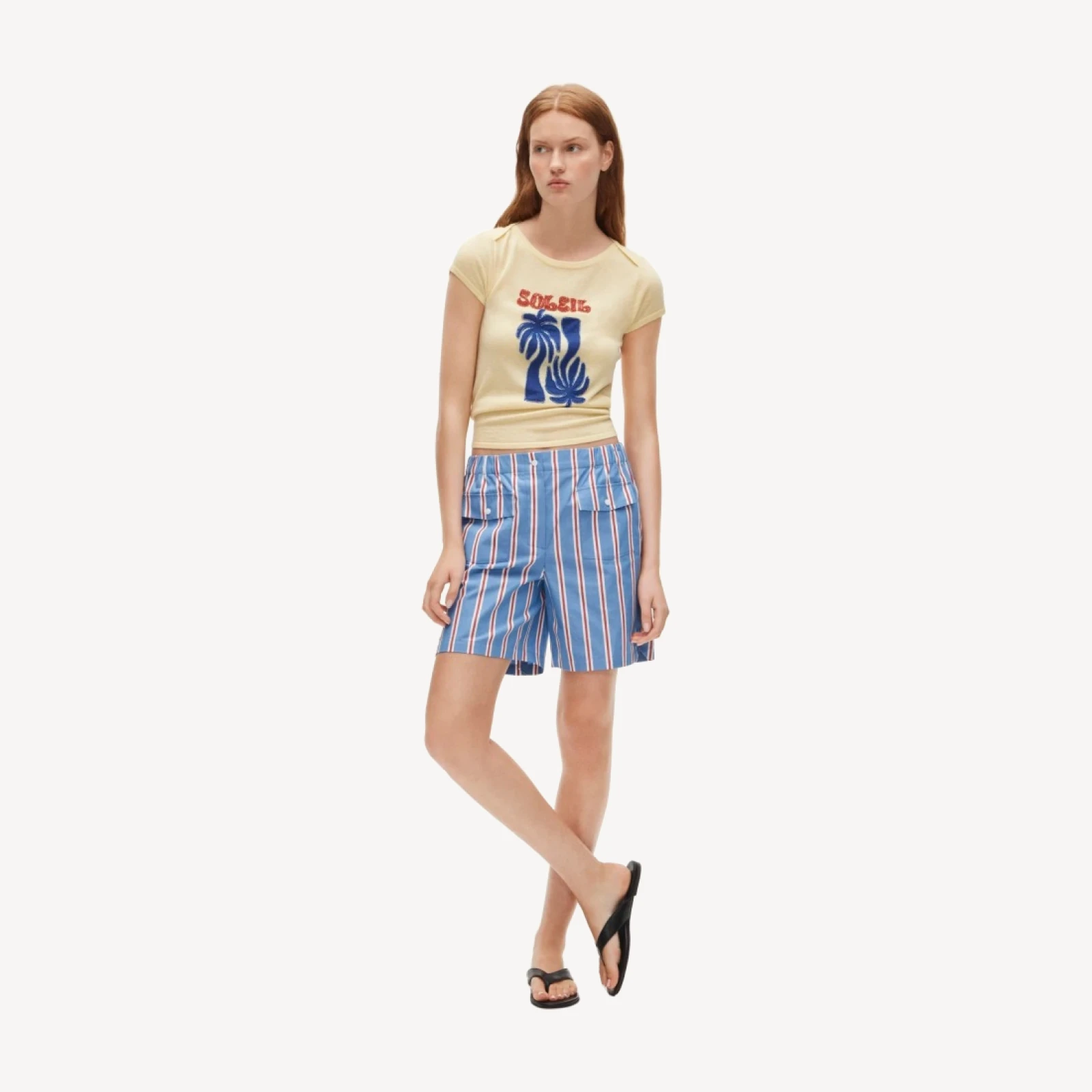 Long boxer short in oxford stripe