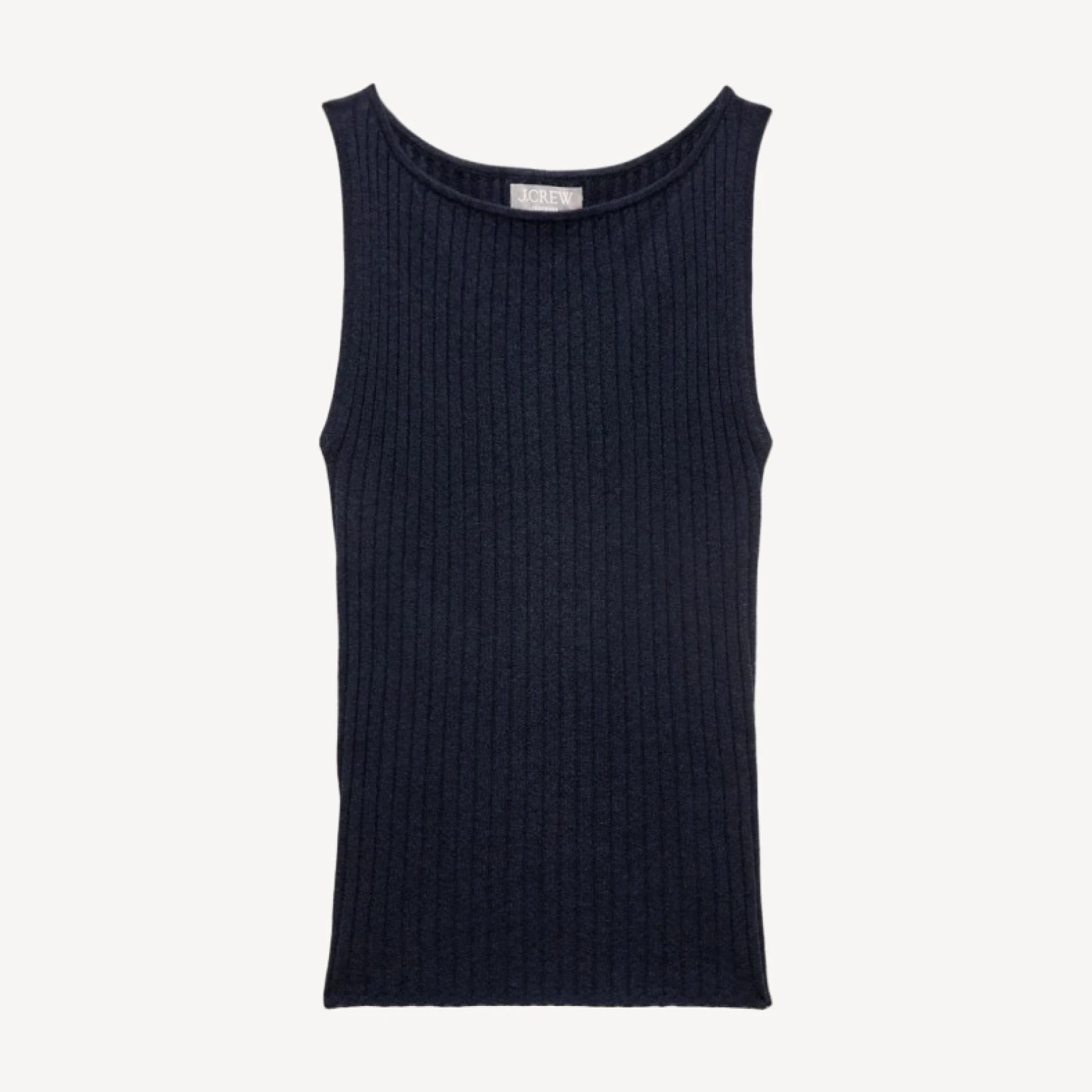 Featherweight cashmere boatneck ribbed tank top