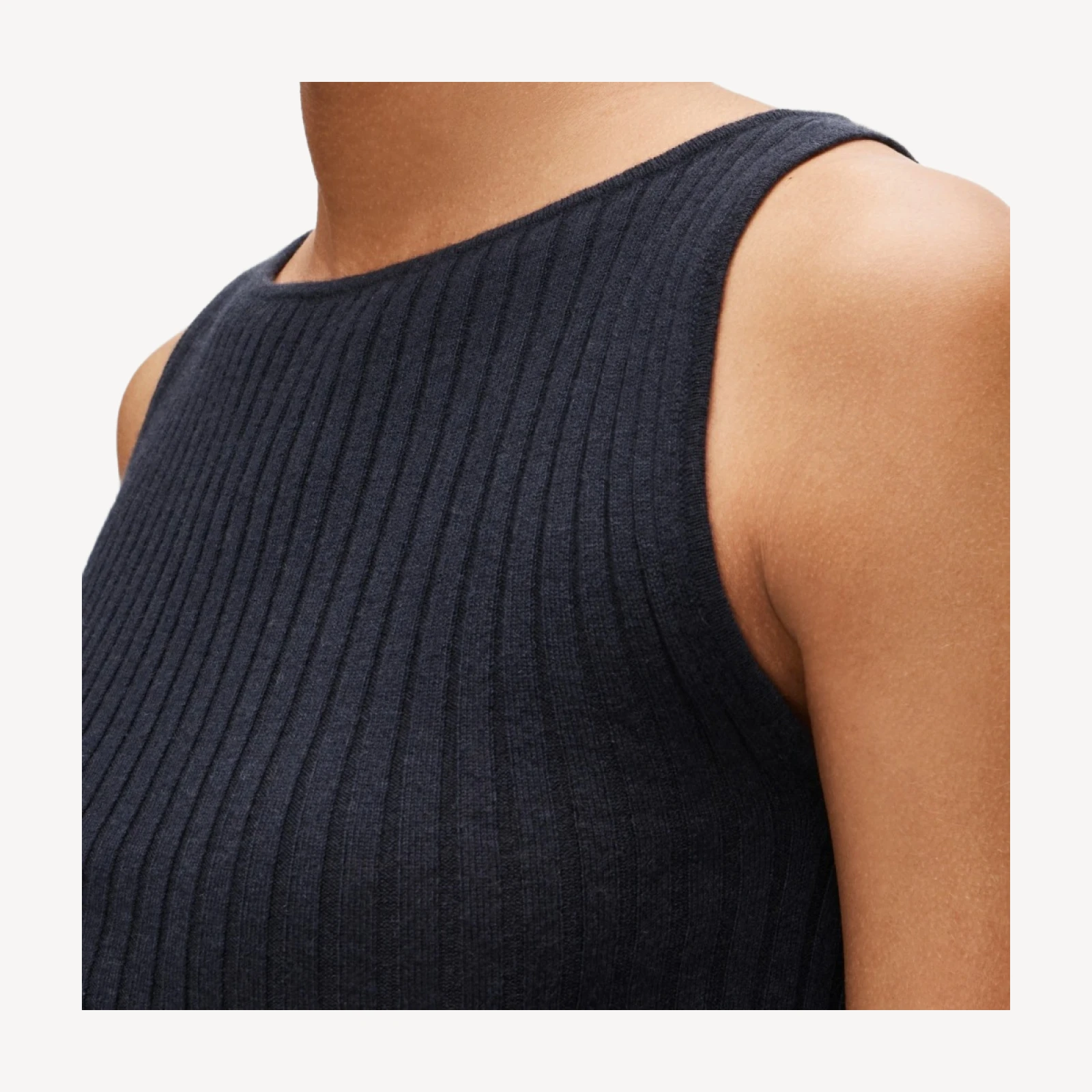 Featherweight cashmere boatneck ribbed tank top