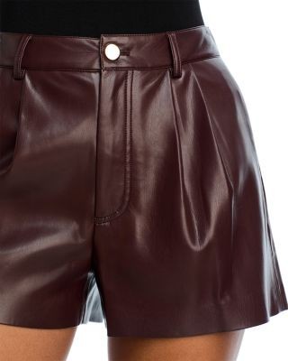 Alice and Olivia Conry Faux Leather Pleated Shorts
