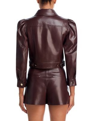 Alice and Olivia Lana Faux Leather Puff Sleeve Jacket