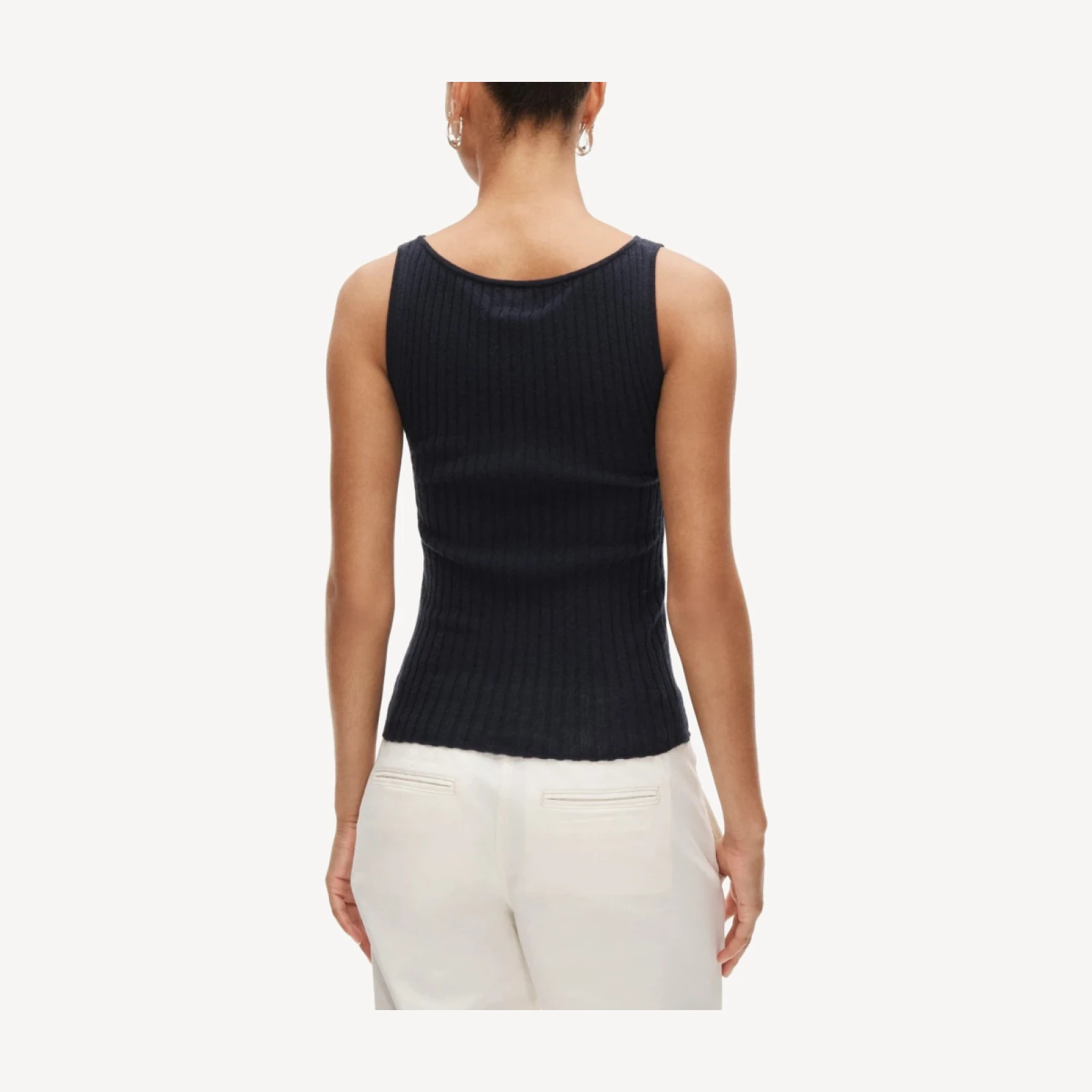 Featherweight cashmere boatneck ribbed tank top