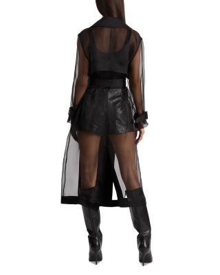 Alice and Olivia Silvia Sheer Mixed Media Trench Coat