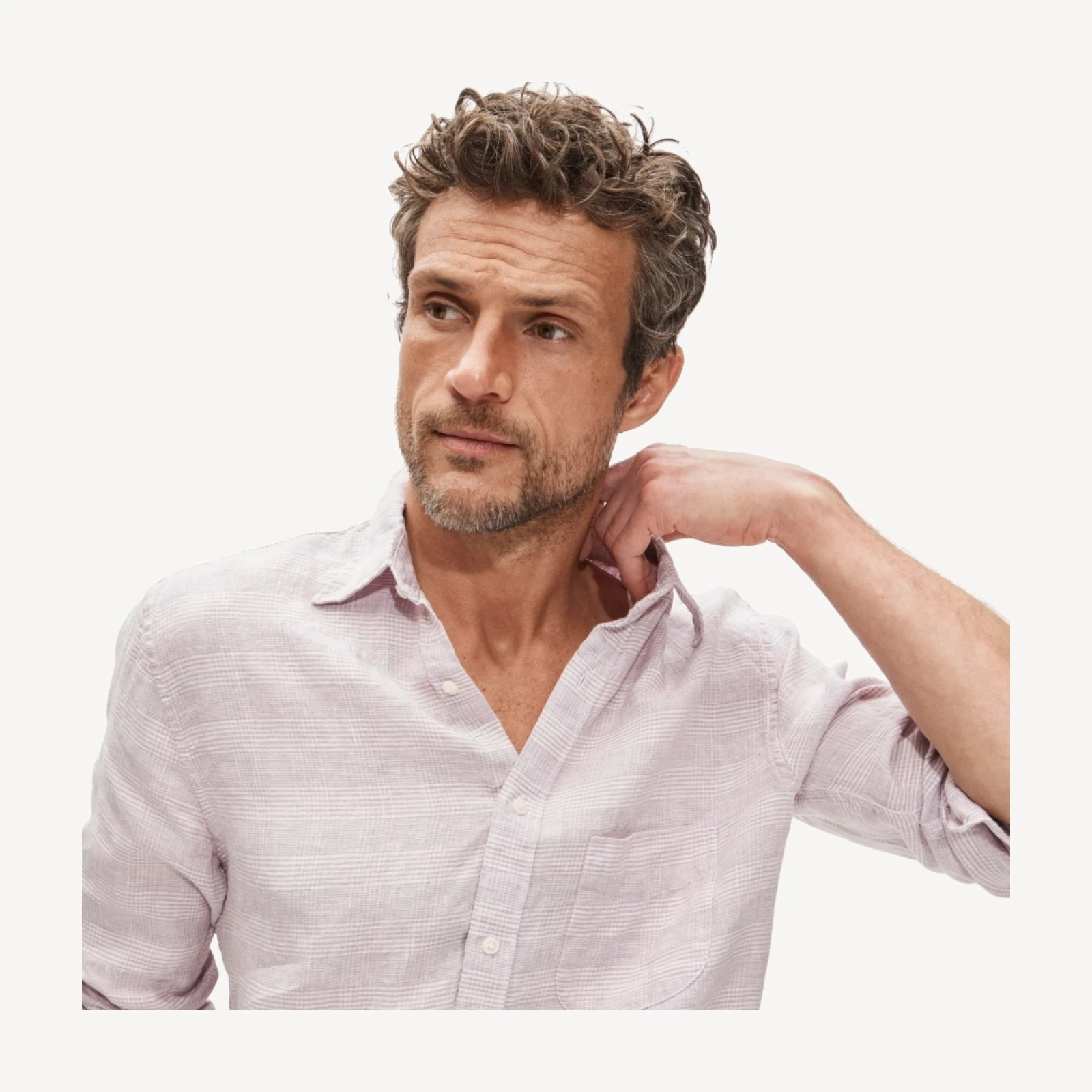 Linen point-collar shirt