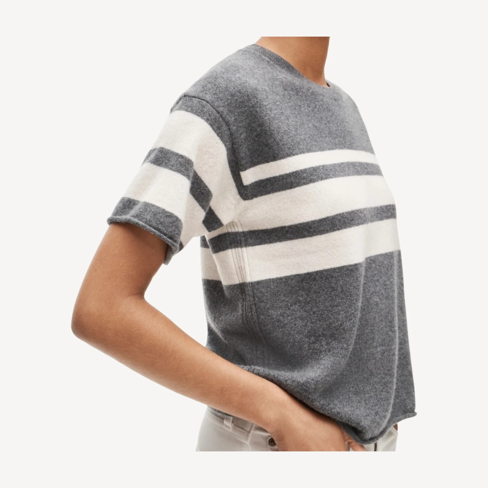 Cashmere relaxed T-shirt in placed stripe