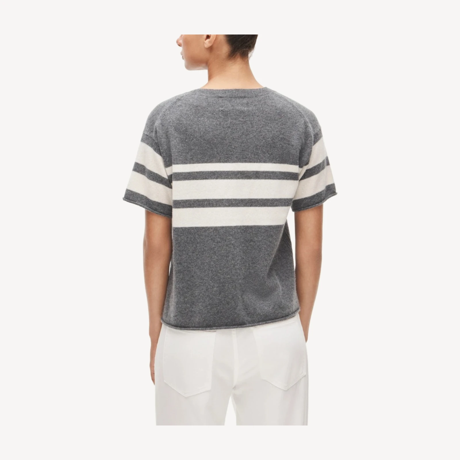 Cashmere relaxed T-shirt in placed stripe