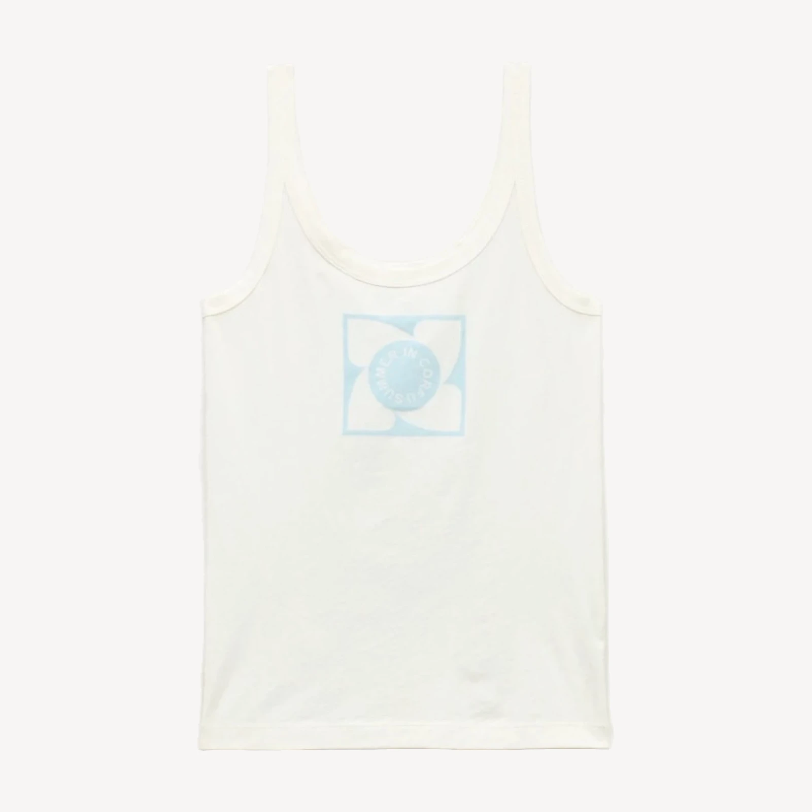 Feather jersey "Summer in Corfu" graphic tank top